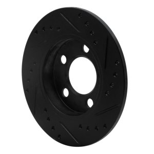 Audi TT Quattro Brake Rotor (1) - Rear Left - R1 Concepts - Drilled & Slotted - Black - `01-`06